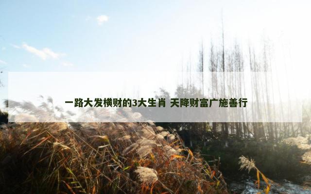 一路大发横财的3大生肖 天降财富广施善行