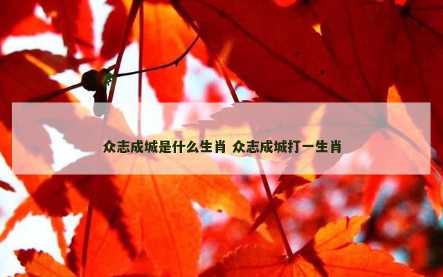 众志成城是什么生肖 众志成城打一生肖