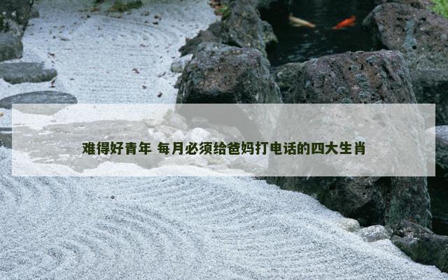 难得好青年 每月必须给爸妈打电话的四大生肖