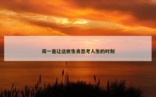 周一是让这些生肖思考人生的时刻