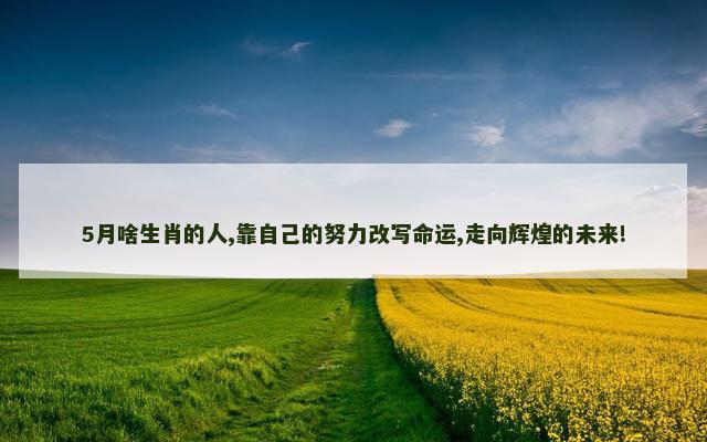 5月啥生肖的人,靠自己的努力改写命运,走向辉煌的未来!