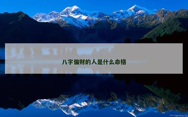 八字偏财的人是什么命格