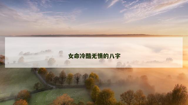 女命冷酷无情的八字