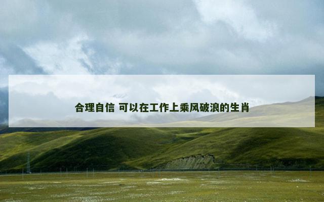 合理自信 可以在工作上乘风破浪的生肖