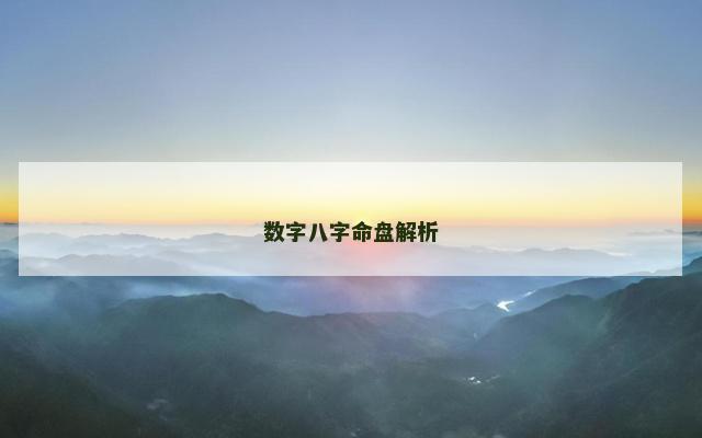 数字八字命盘解析