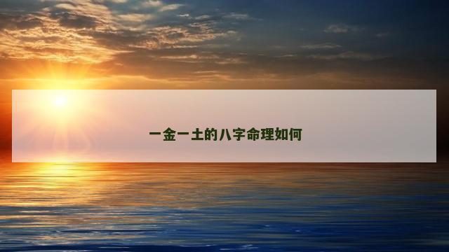 一金一土的八字命理如何