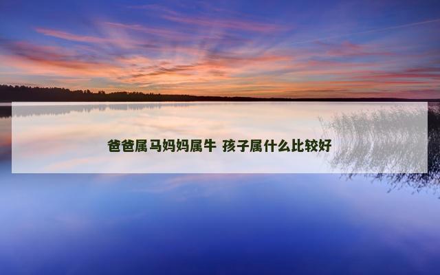 爸爸属马妈妈属牛 孩子属什么比较好