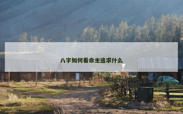 八字如何看命主追求什么