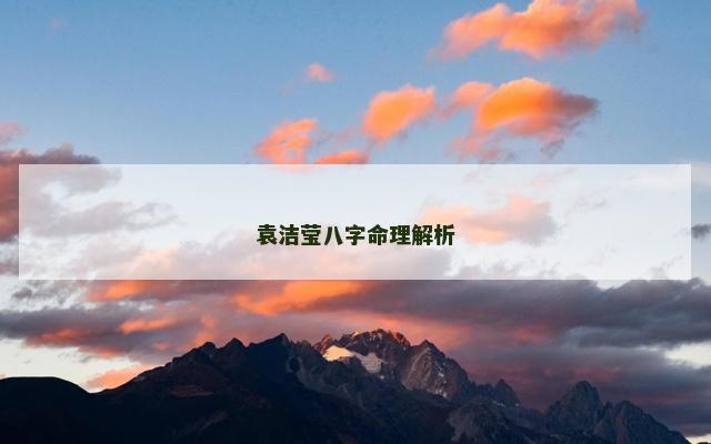 袁洁莹八字命理解析