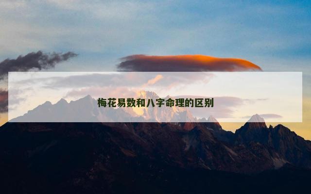 梅花易数和八字命理的区别