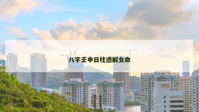 八字壬申日柱透解女命