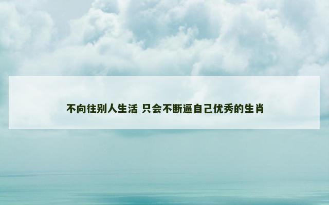不向往别人生活 只会不断逼自己优秀的生肖