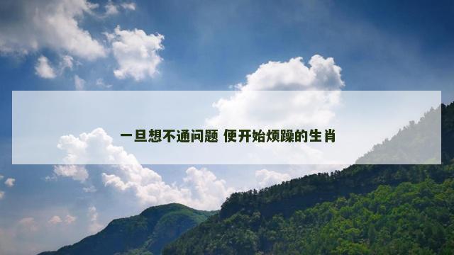 一旦想不通问题 便开始烦躁的生肖