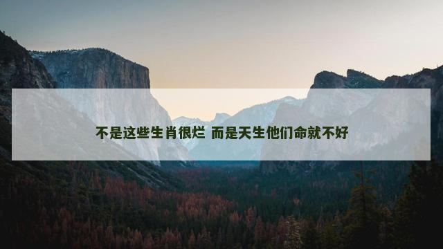 不是这些生肖很烂 而是天生他们命就不好