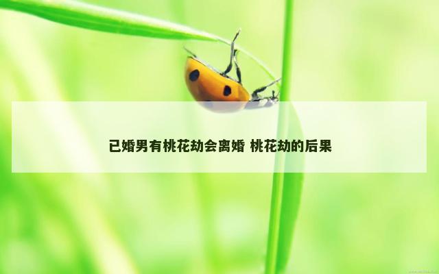 已婚男有桃花劫会离婚 桃花劫的后果