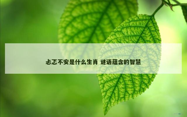 忐忑不安是什么生肖 谜语蕴含的智慧