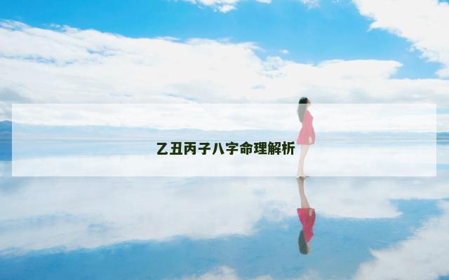 乙丑丙子八字命理解析