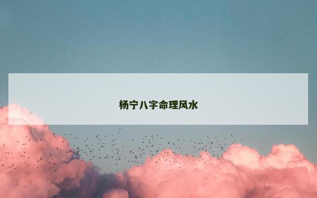 杨宁八字命理风水