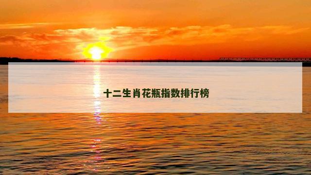 十二生肖花瓶指数排行榜