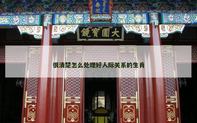 很清楚怎么处理好人际关系的生肖
