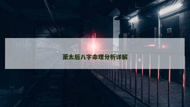 萧太后八字命理分析详解