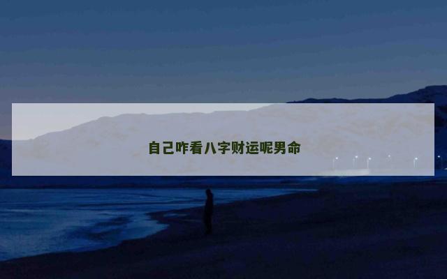 自己咋看八字财运呢男命