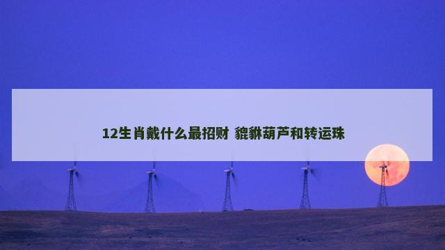 12生肖戴什么最招财 貔貅葫芦和转运珠