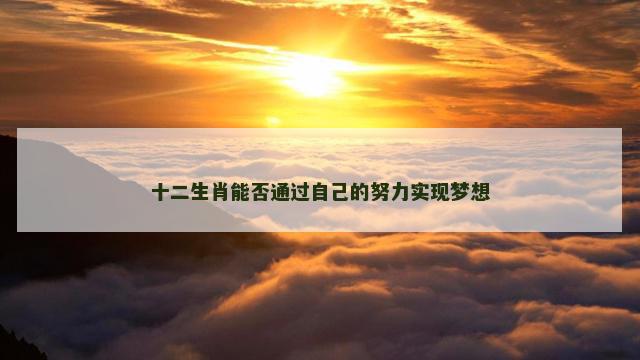 十二生肖能否通过自己的努力实现梦想
