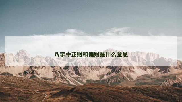 八字中正财和偏财是什么意思