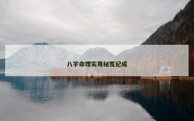 八字命理实用秘笈纪成