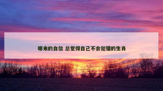 哪来的自信 总觉得自己不会犯错的生肖