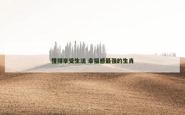 懂得享受生活 幸福感最强的生肖