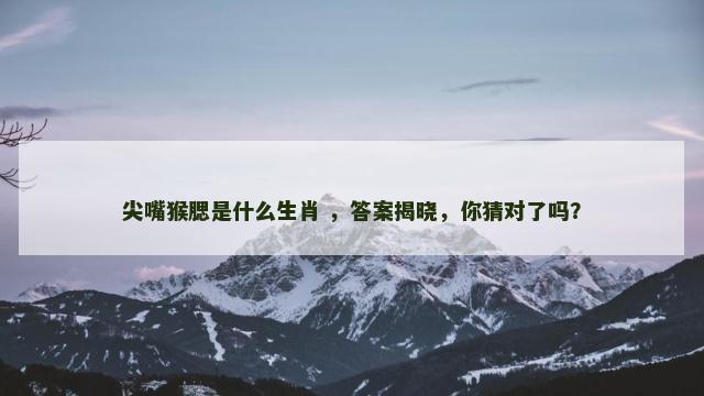 尖嘴猴腮是什么生肖 ，答案揭晓，你猜对了吗？
