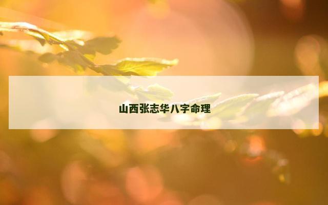 山西张志华八字命理