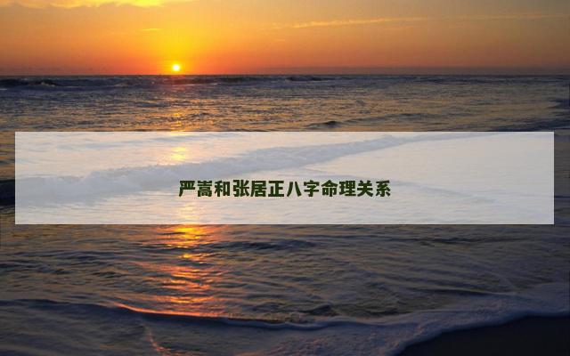 严嵩和张居正八字命理关系