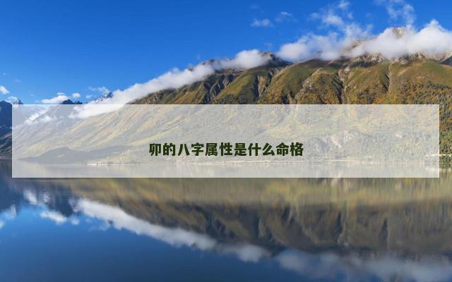 卯的八字属性是什么命格