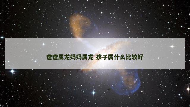 爸爸属龙妈妈属龙 孩子属什么比较好