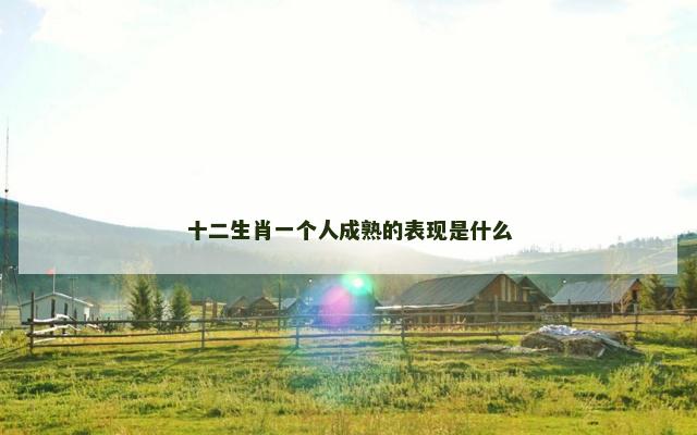 十二生肖一个人成熟的表现是什么