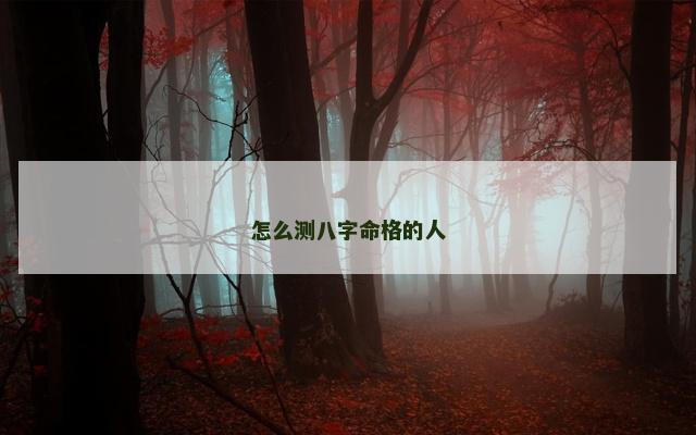 怎么测八字命格的人