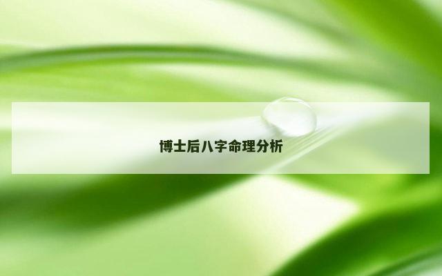 博士后八字命理分析