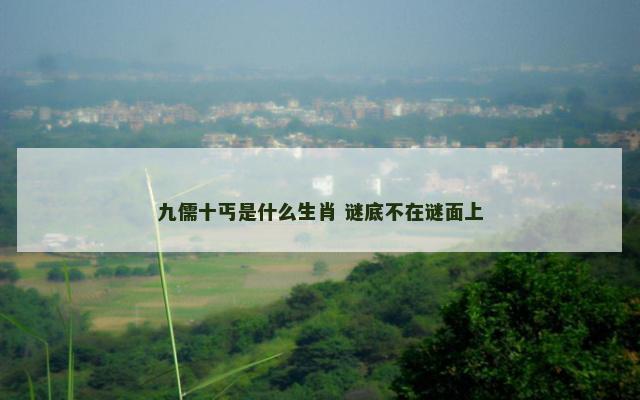 九儒十丐是什么生肖 谜底不在谜面上