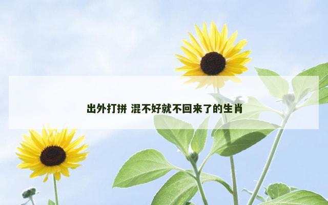 出外打拼 混不好就不回来了的生肖