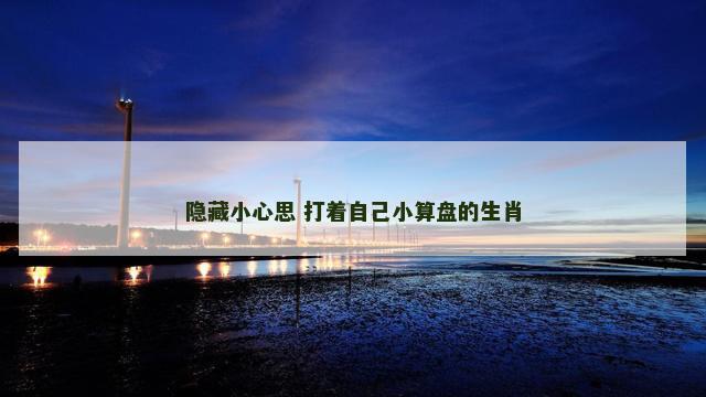 隐藏小心思 打着自己小算盘的生肖