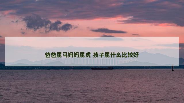 爸爸属马妈妈属虎 孩子属什么比较好