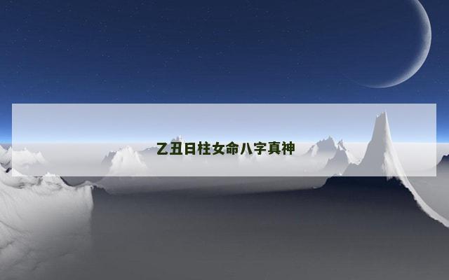 乙丑日柱女命八字真神