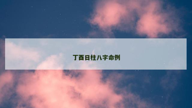 丁酉日柱八字命例