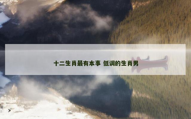 十二生肖最有本事 低调的生肖男