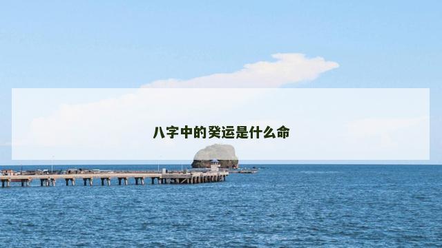 八字中的癸运是什么命