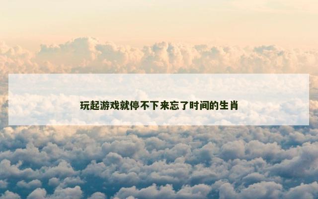 玩起游戏就停不下来忘了时间的生肖