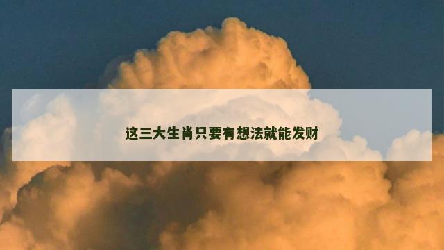 这三大生肖只要有想法就能发财